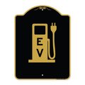 Signmission Ev Electric Vehicle Charging Station, Black & Gold Aluminum Sign, 18" x 24", BG-1824-24090 A-DES-BG-1824-24090